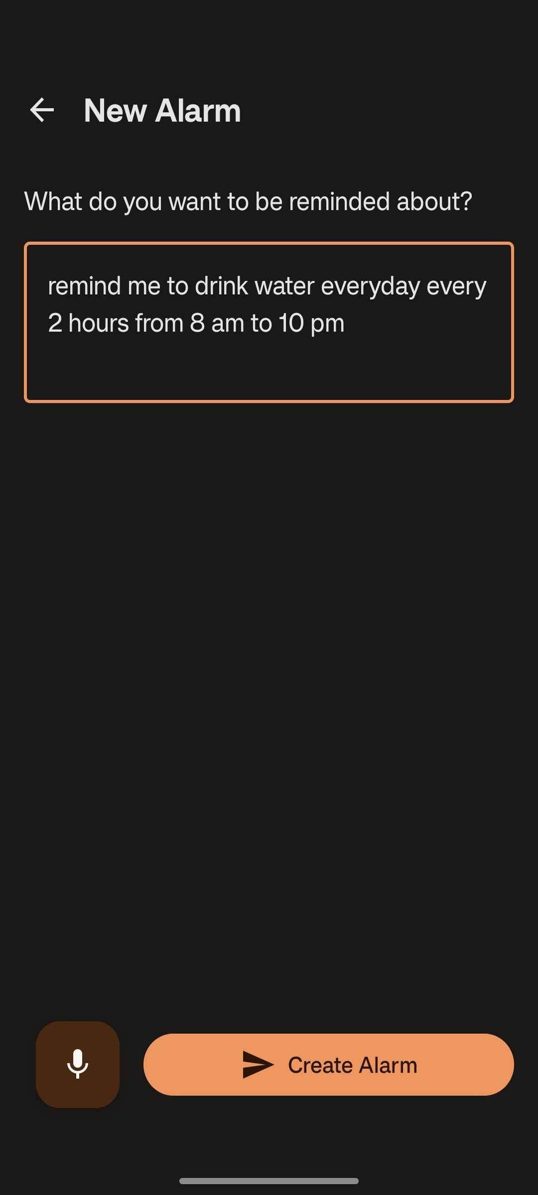 Voice and text input screen